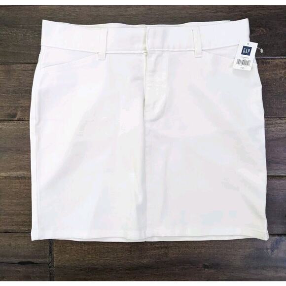 GAP Dresses & Skirts - Women's GAP FACTORY STORE HIP-HUGGER STRETCH White Denim Jeans Mini Skirt 10 New